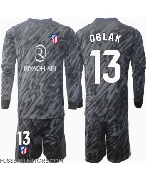 Günstige Atletico Madrid Jan Oblak #13 Torwart Heimtrikotsatz Kinder 2024-25 Langarm (+ Kurze Hosen)